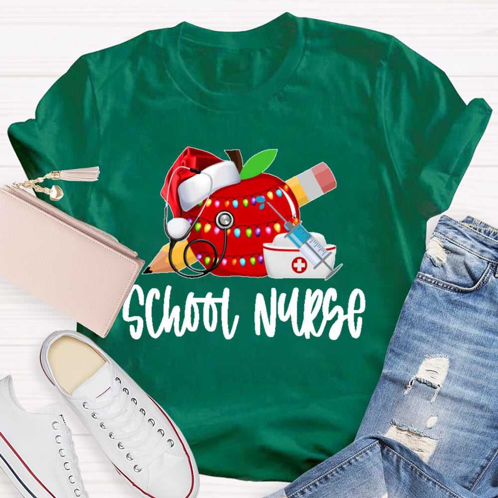 School Nurse Christmas Apple T-shirt