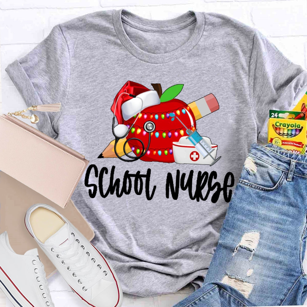 School Nurse Christmas Apple T-shirt