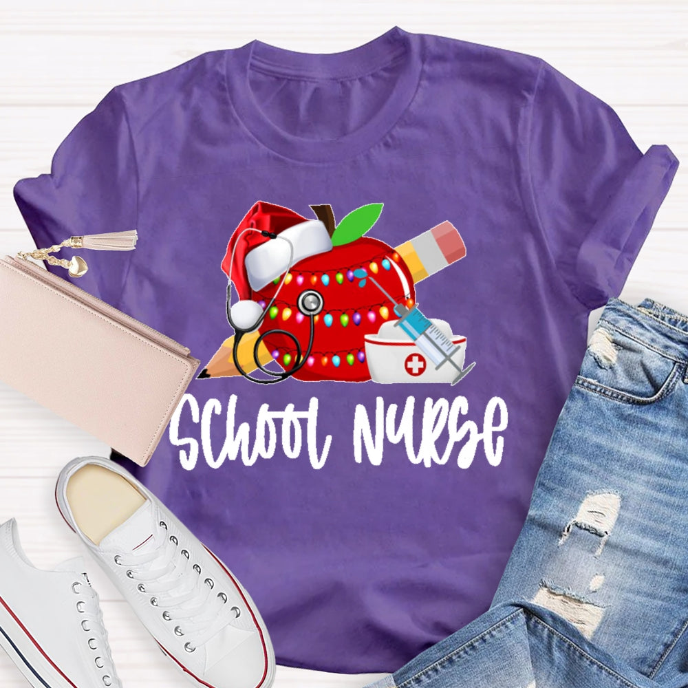 School Nurse Christmas Apple T-shirt
