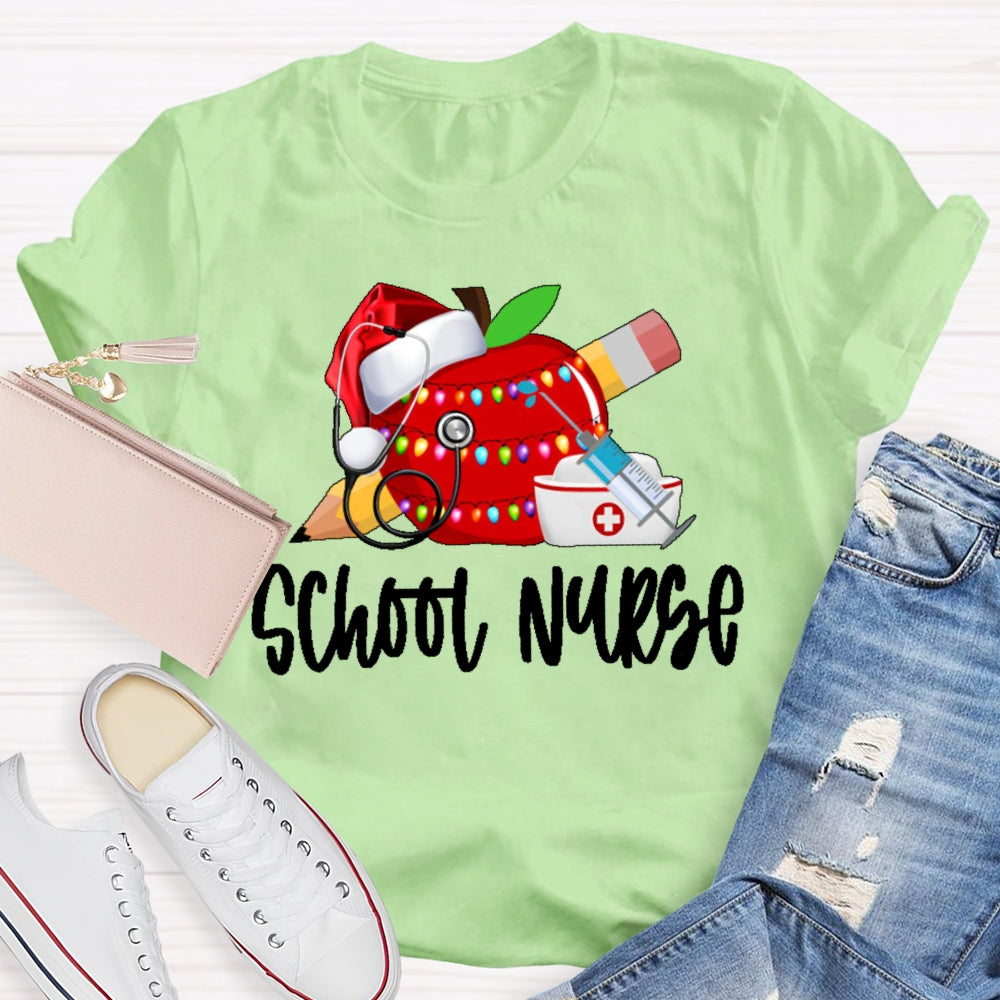 School Nurse Christmas Apple T-shirt