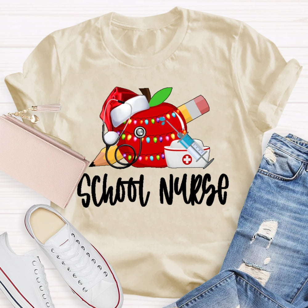 School Nurse Christmas Apple T-shirt