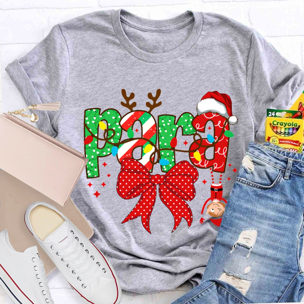 Para Bows And Christmas Lights Christmas T-shirt