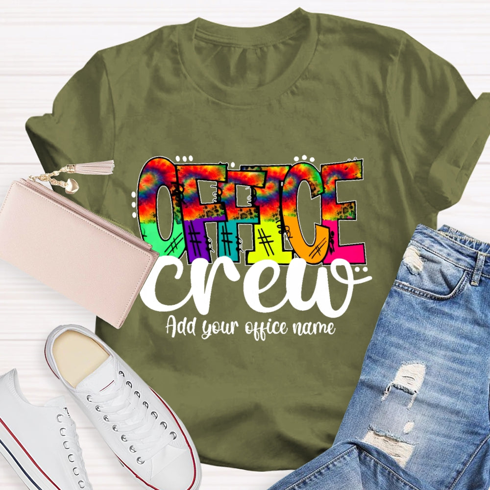 Personalized Office Name Office Crew Colorful Letters T-shirt