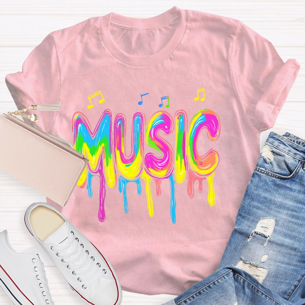 Music Colorful Notes Letters T-shirt