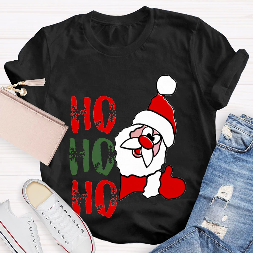 Ho Ho Ho Christmas Snowflakes And Santa Claus T-shirt
