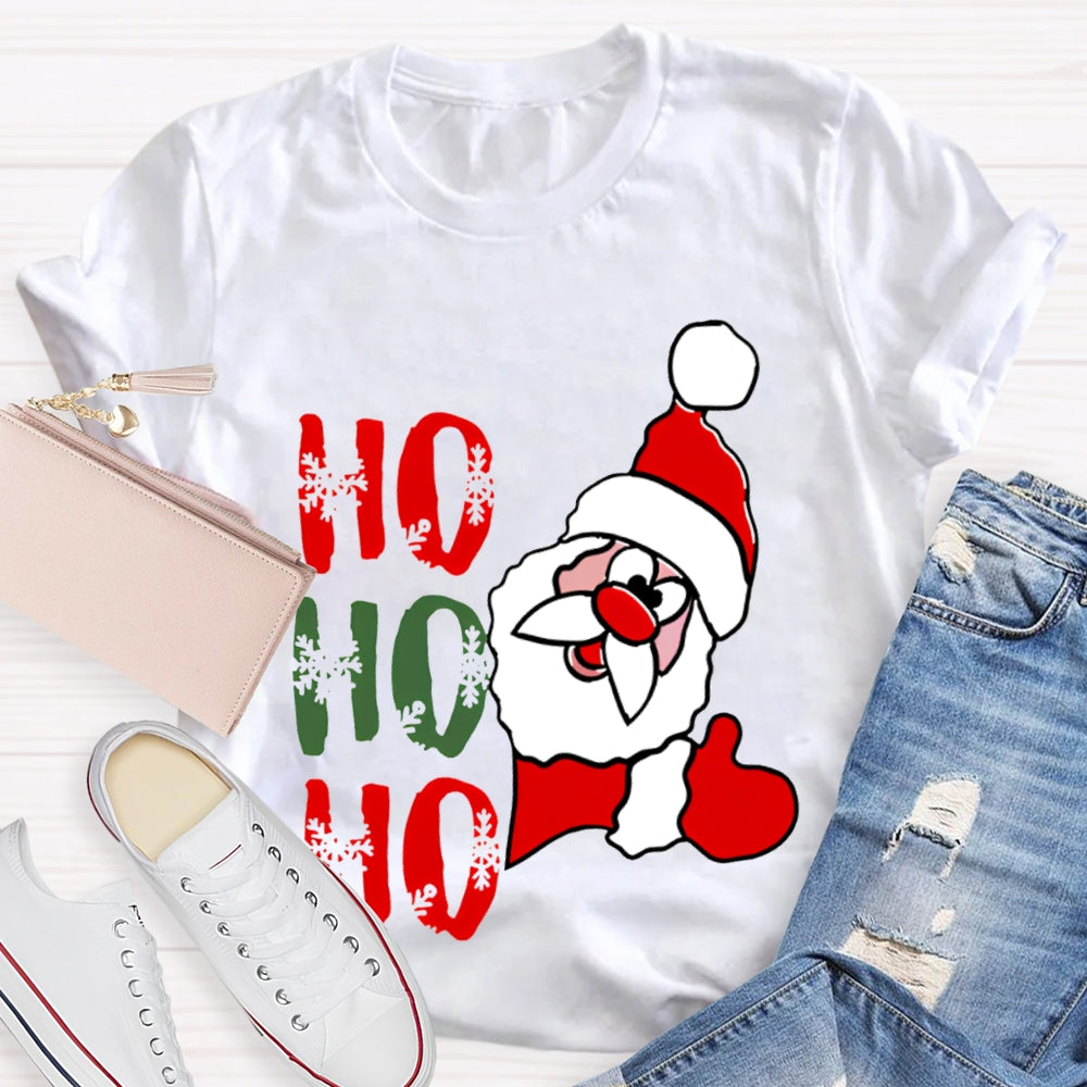 Ho Ho Ho Christmas Snowflakes And Santa Claus T-shirt