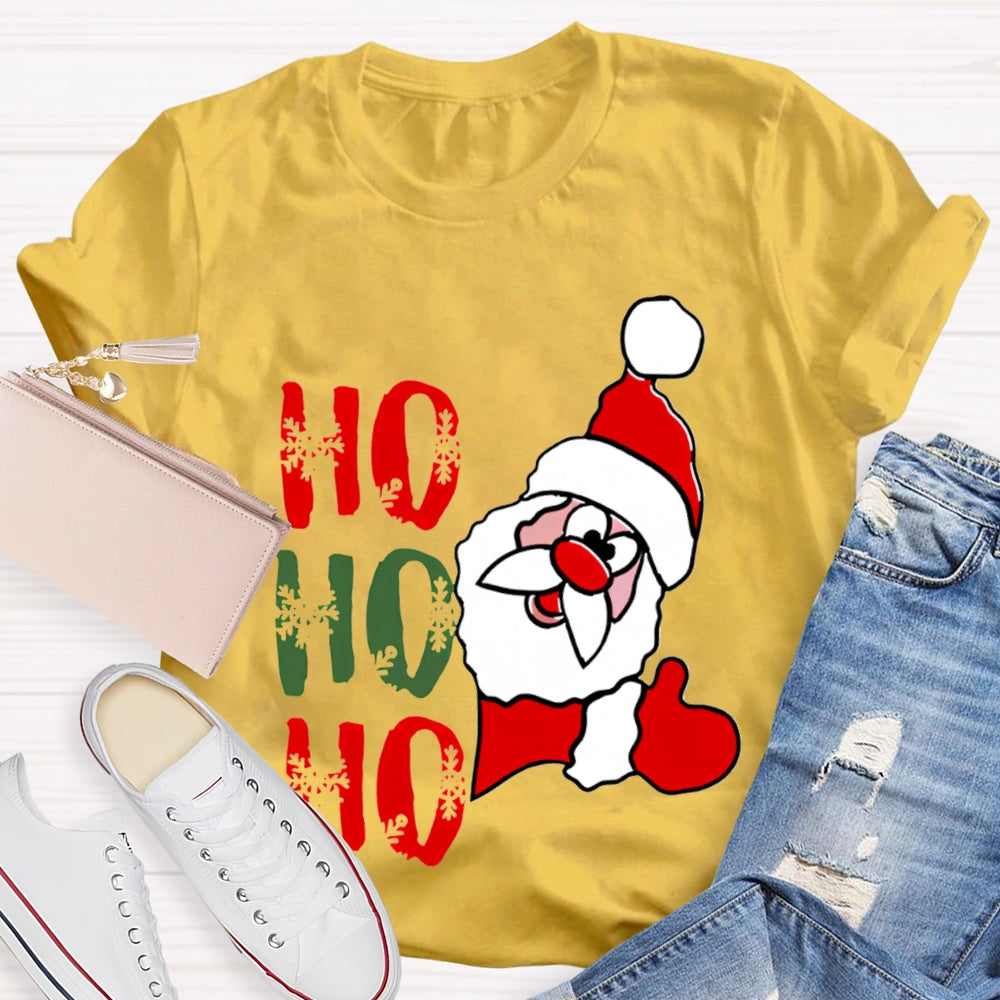 Ho Ho Ho Christmas Snowflakes And Santa Claus T-shirt