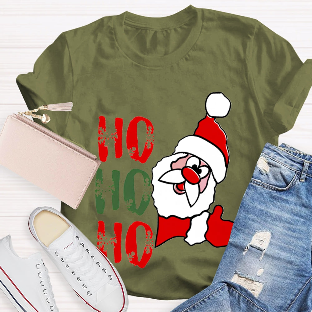 Ho Ho Ho Christmas Snowflakes And Santa Claus T-shirt
