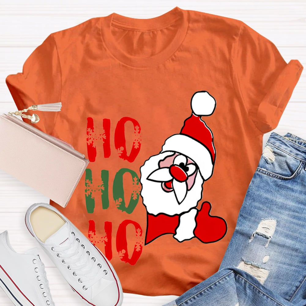 Ho Ho Ho Christmas Snowflakes And Santa Claus T-shirt