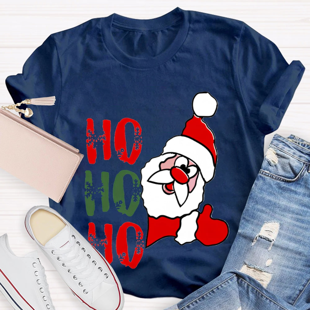 Ho Ho Ho Christmas Snowflakes And Santa Claus T-shirt