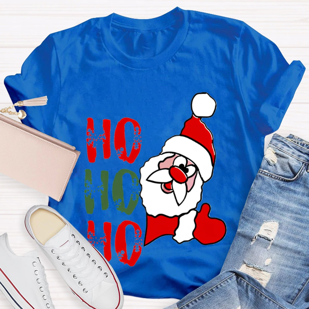 Ho Ho Ho Christmas Snowflakes And Santa Claus T-shirt