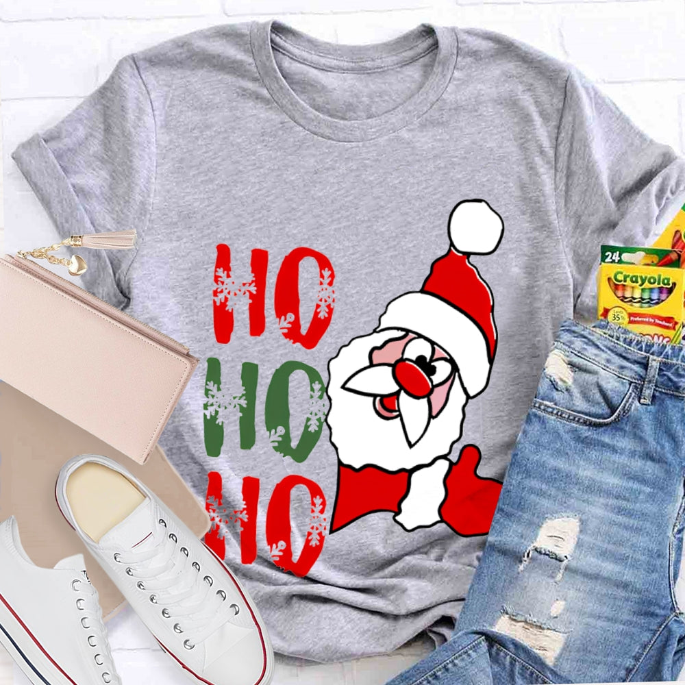 Ho Ho Ho Christmas Snowflakes And Santa Claus T-shirt