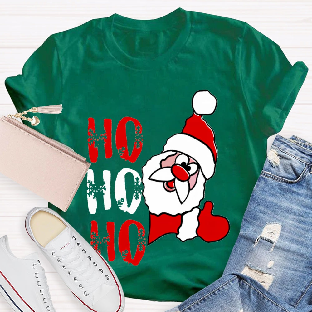 Ho Ho Ho Christmas Snowflakes And Santa Claus T-shirt