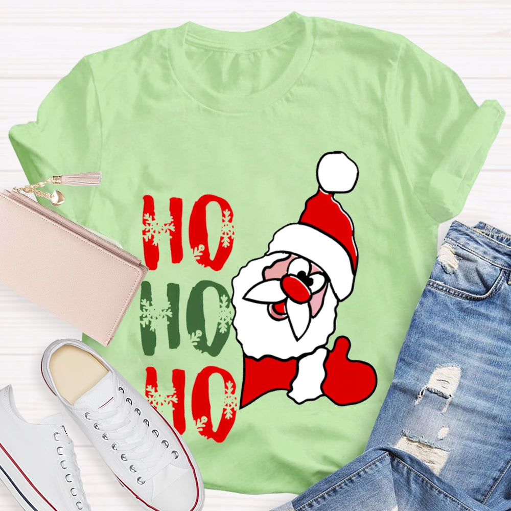 Ho Ho Ho Christmas Snowflakes And Santa Claus T-shirt