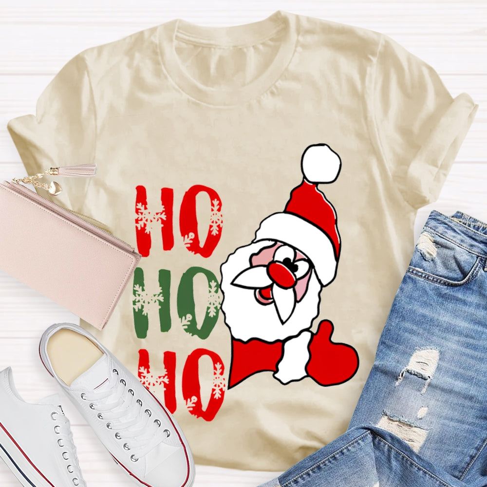 Ho Ho Ho Christmas Snowflakes And Santa Claus T-shirt
