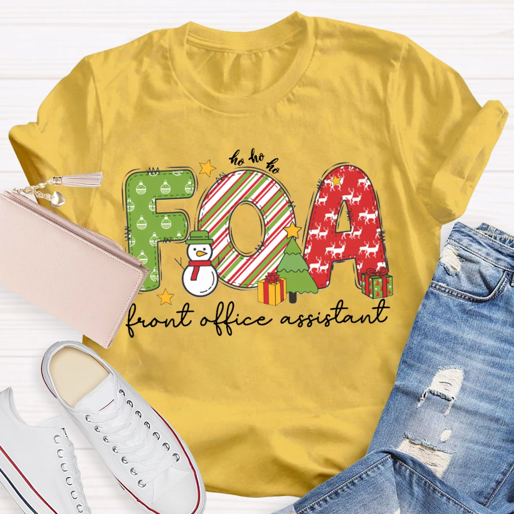 Front Office Assistant Snowman Christmas T-shirt