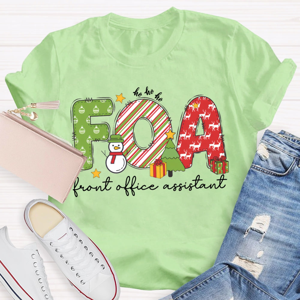 Front Office Assistant Snowman Christmas T-shirt