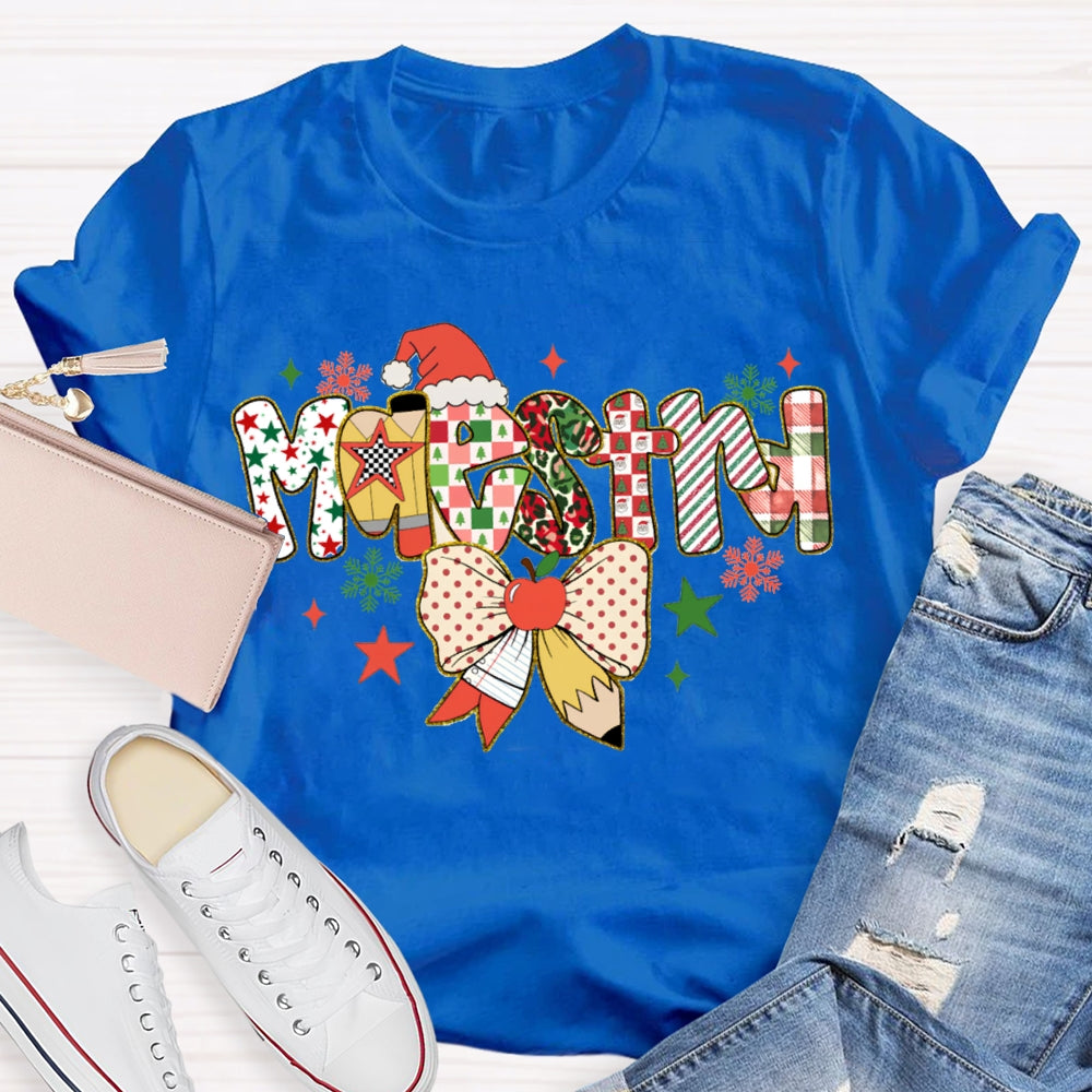 Maestra Bow And Snowman Bilingual Teacher Christmas T-shirt
