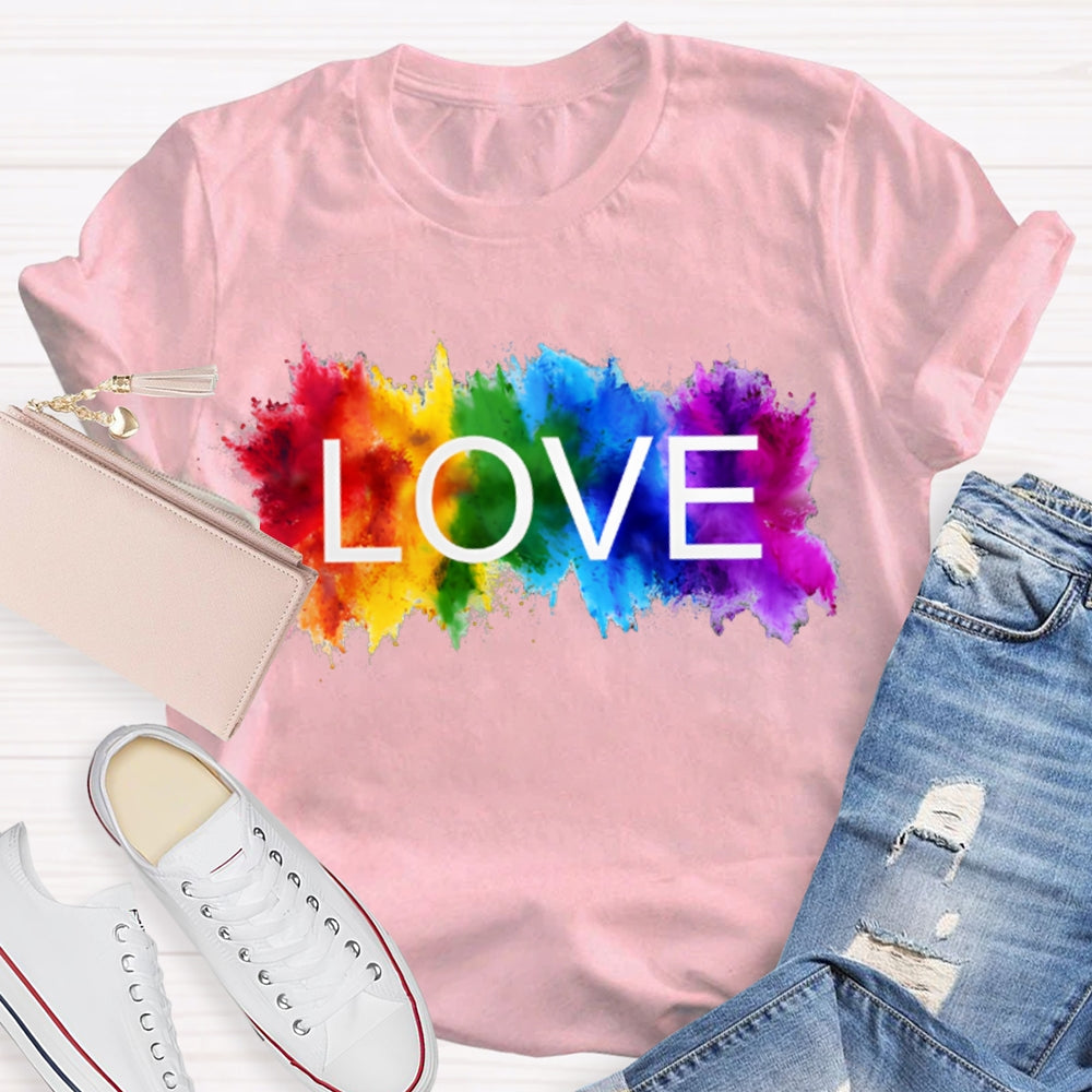 Love Colorful Gradient Block Print T-shirt