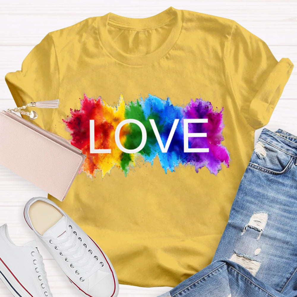 Love Colorful Gradient Block Print T-shirt