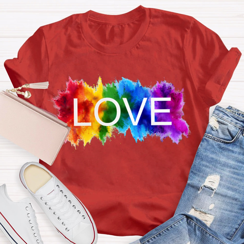 Love Colorful Gradient Block Print T-shirt