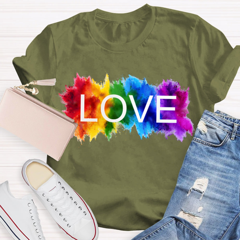 Love Colorful Gradient Block Print T-shirt