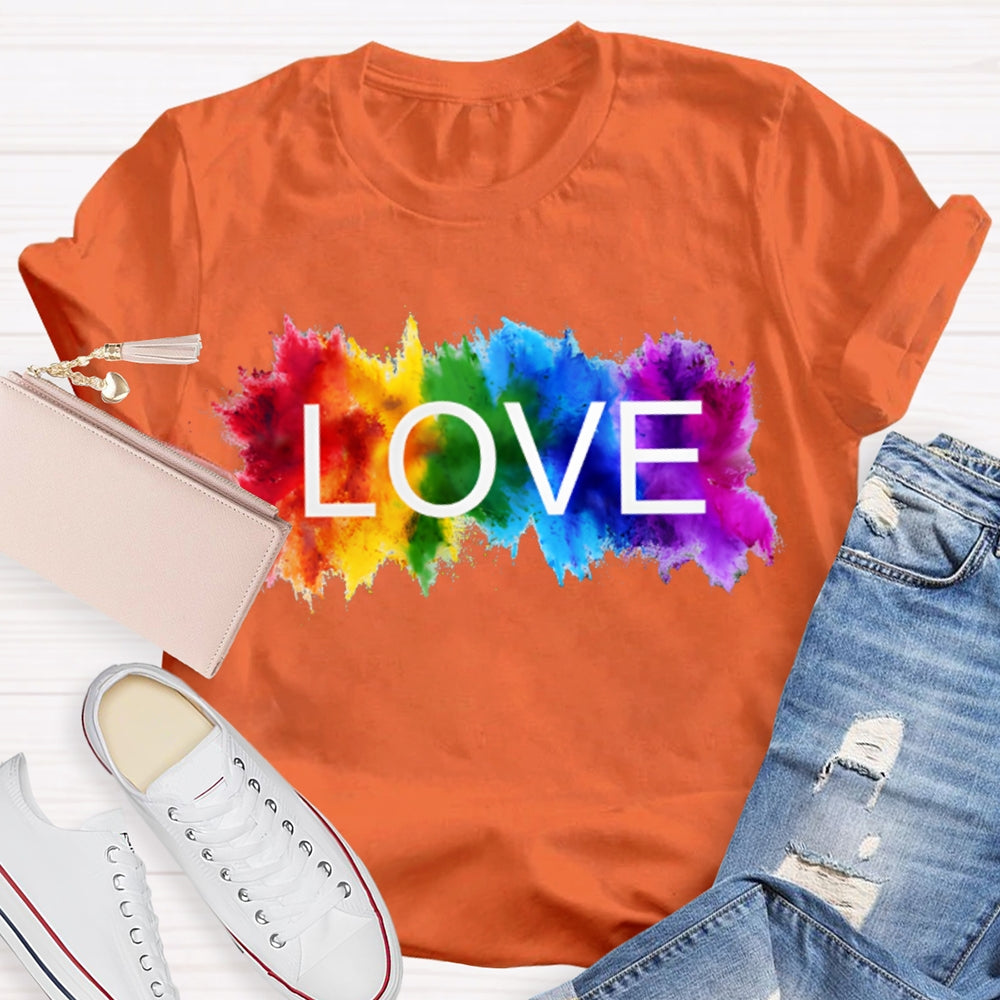 Love Colorful Gradient Block Print T-shirt