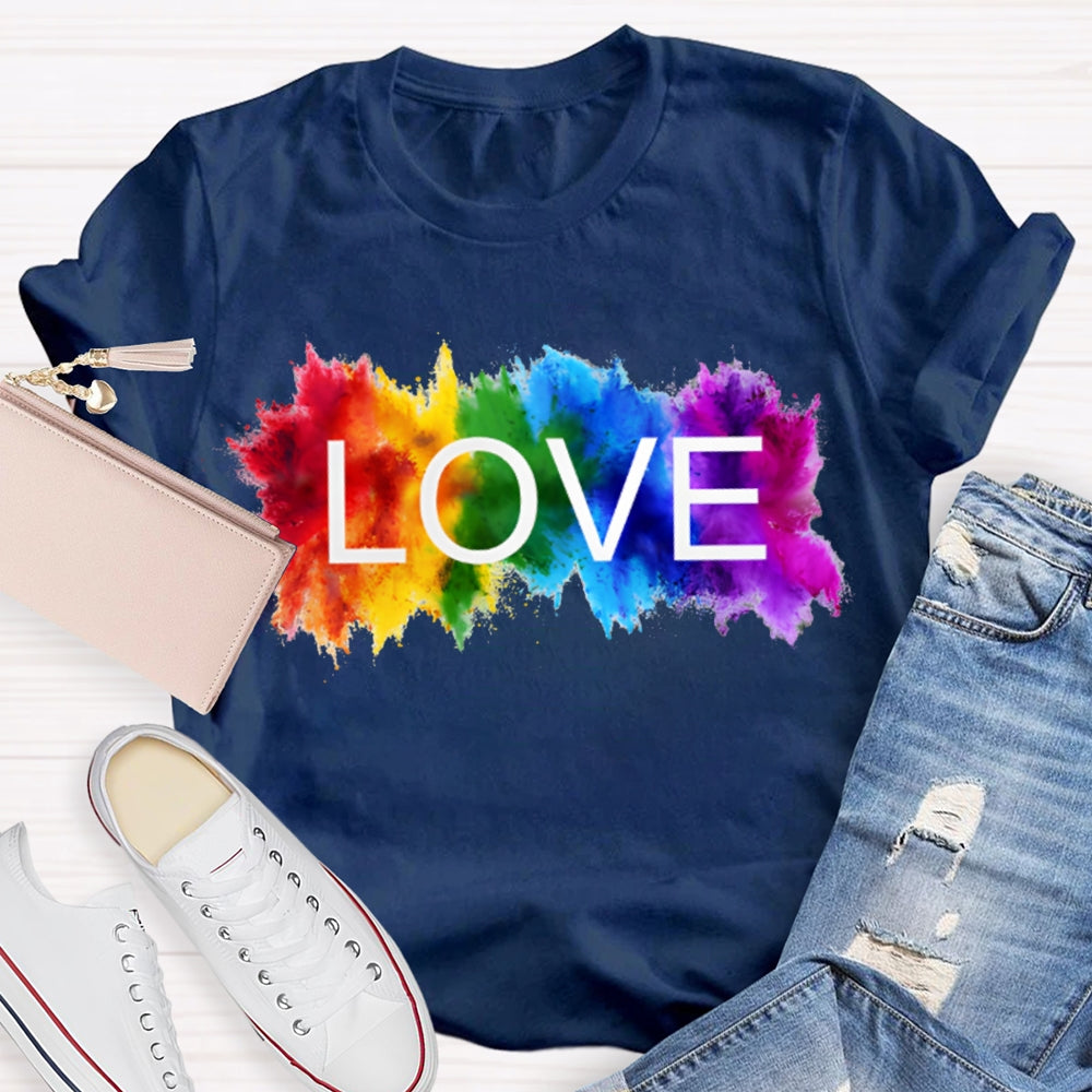 Love Colorful Gradient Block Print T-shirt