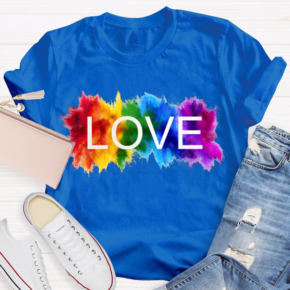 Love Colorful Gradient Block Print T-shirt