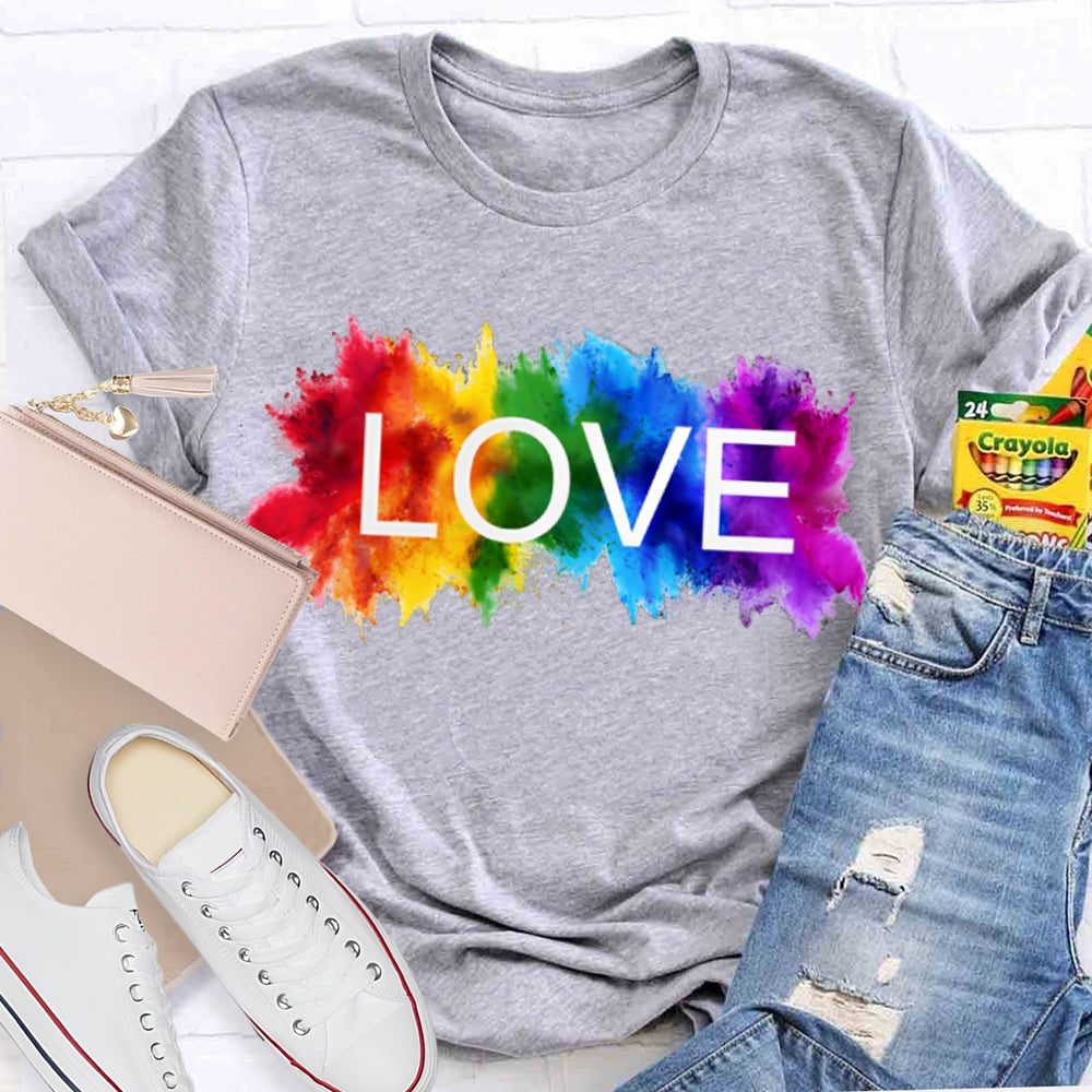 Love Colorful Gradient Block Print T-shirt