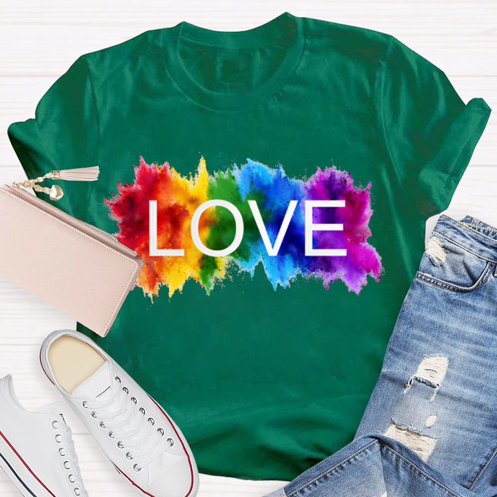 Love Colorful Gradient Block Print T-shirt