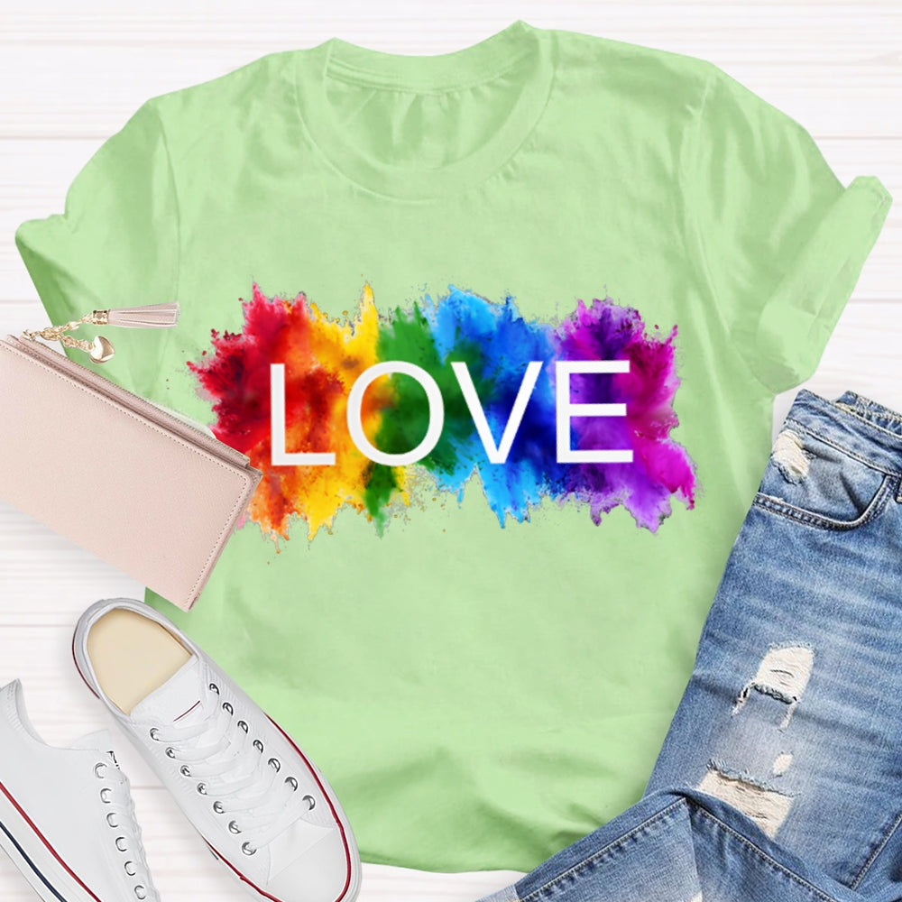 Love Colorful Gradient Block Print T-shirt