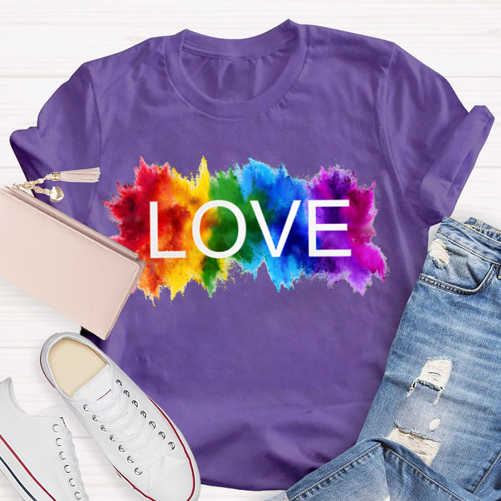 Love Colorful Gradient Block Print T-shirt