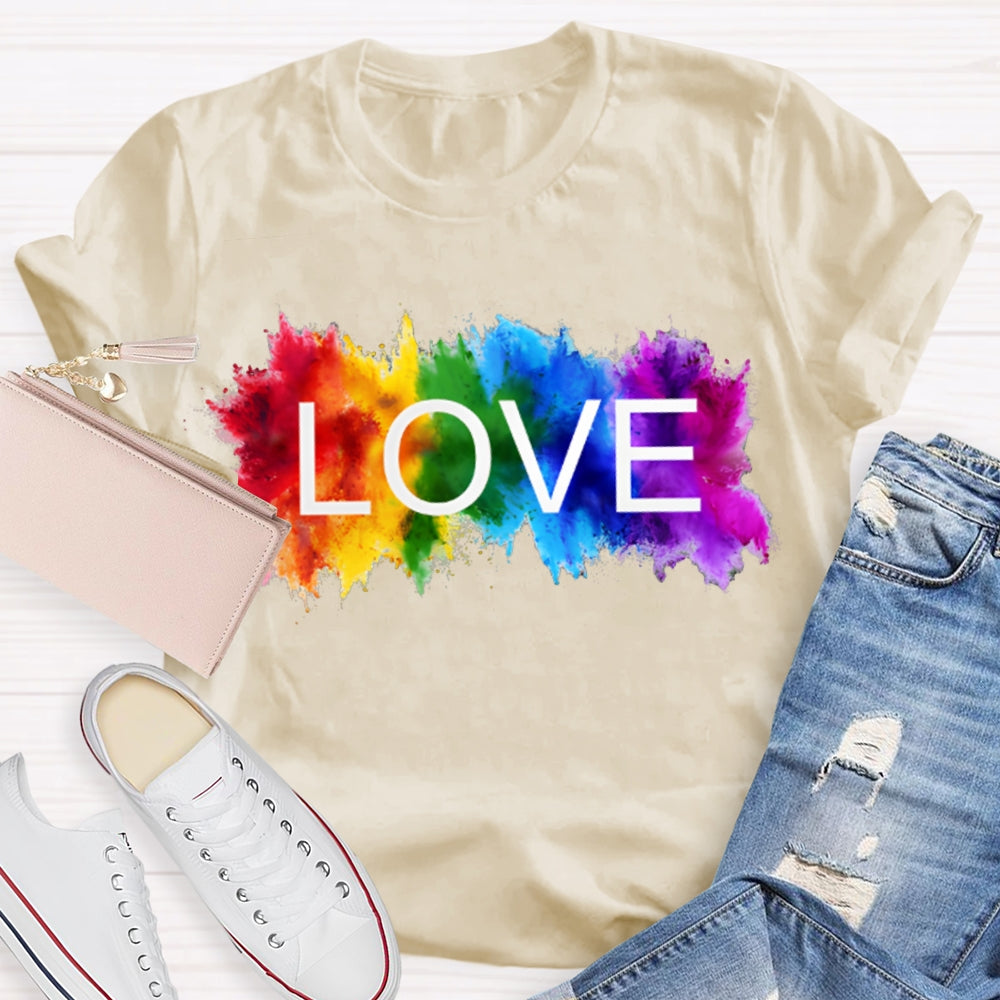 Love Colorful Gradient Block Print T-shirt