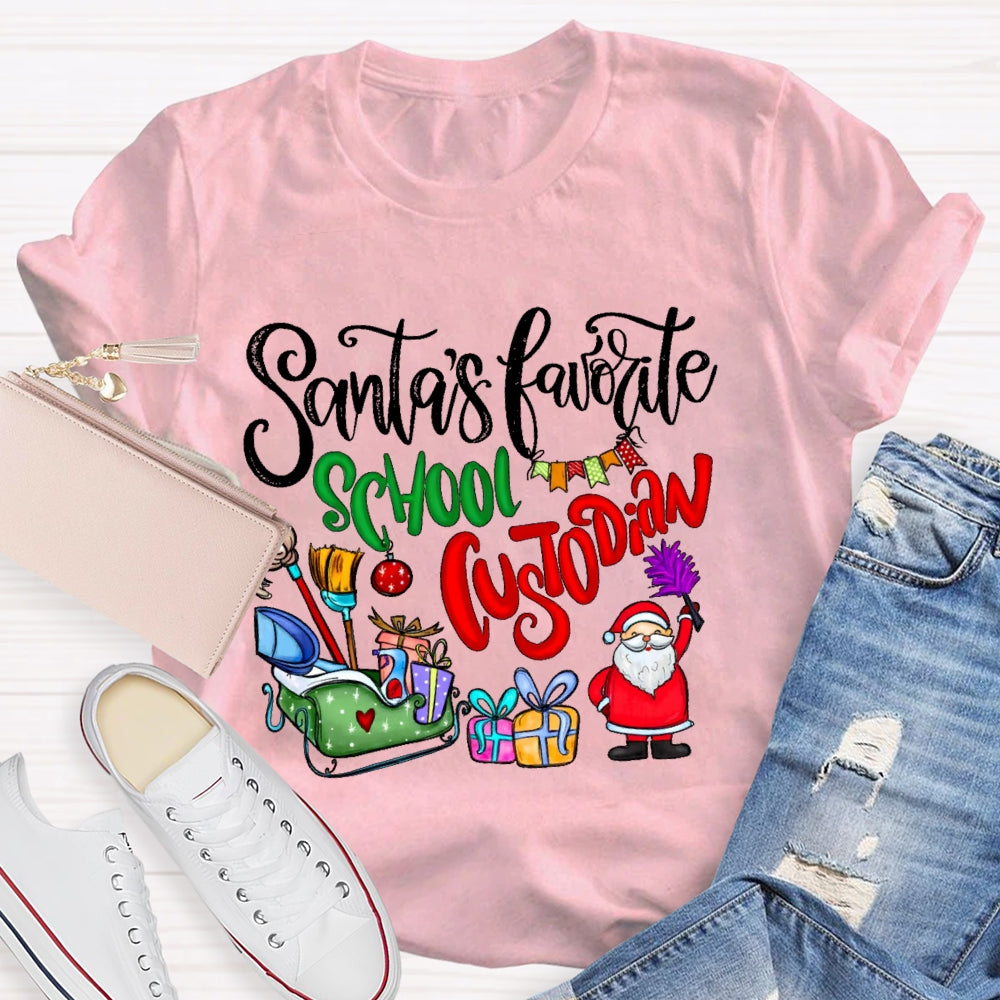 Santa's Favorite School Custodian T-shirt
