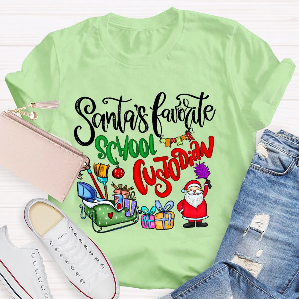 Santa's Favorite School Custodian T-shirt