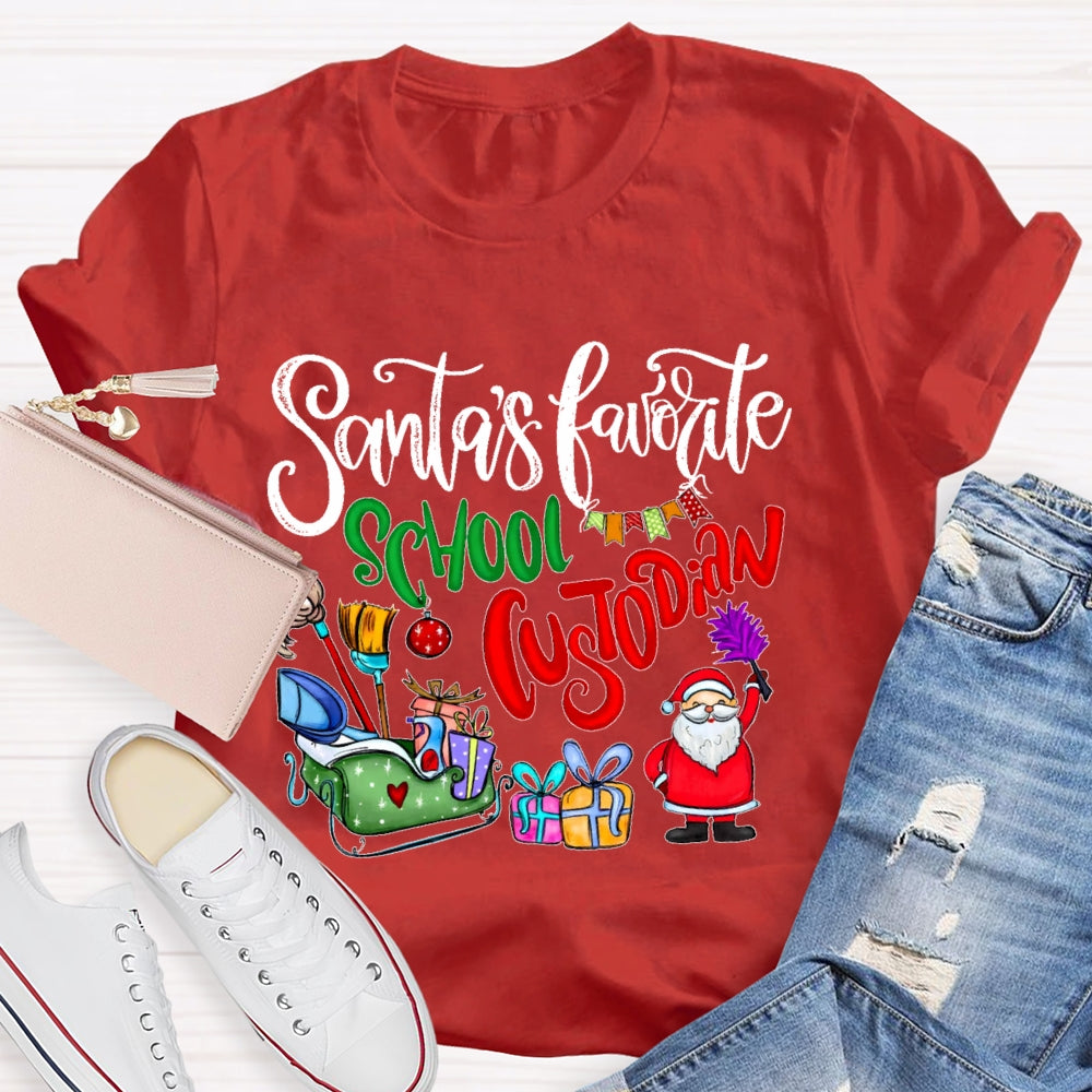 Santa's Favorite School Custodian T-shirt