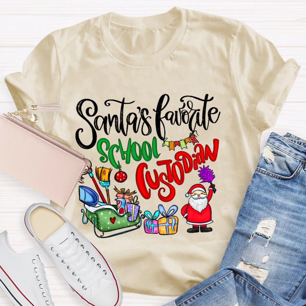 Santa's Favorite School Custodian T-shirt