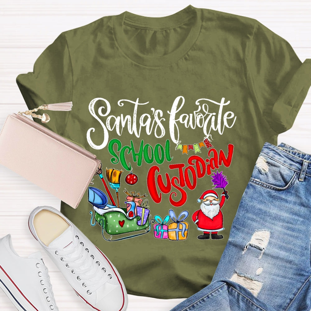 Santa's Favorite School Custodian T-shirt