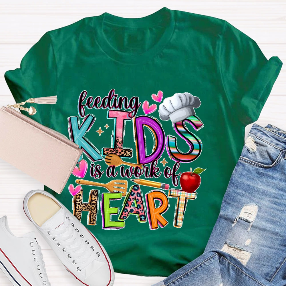 Feeding Kids Is A Work Of Heart Cute School Lunch Lady T-shirt