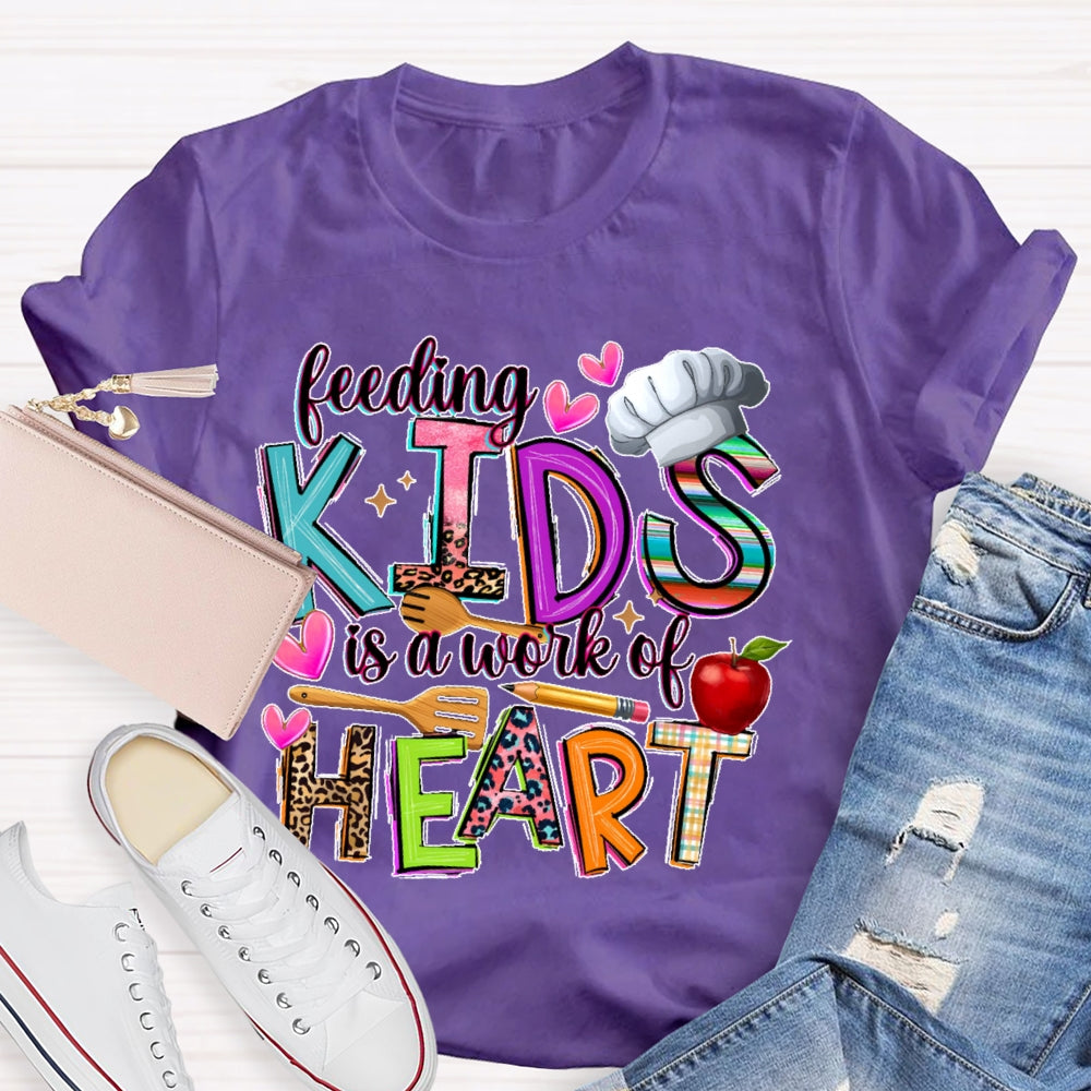 Feeding Kids Is A Work Of Heart Cute School Lunch Lady T-shirt