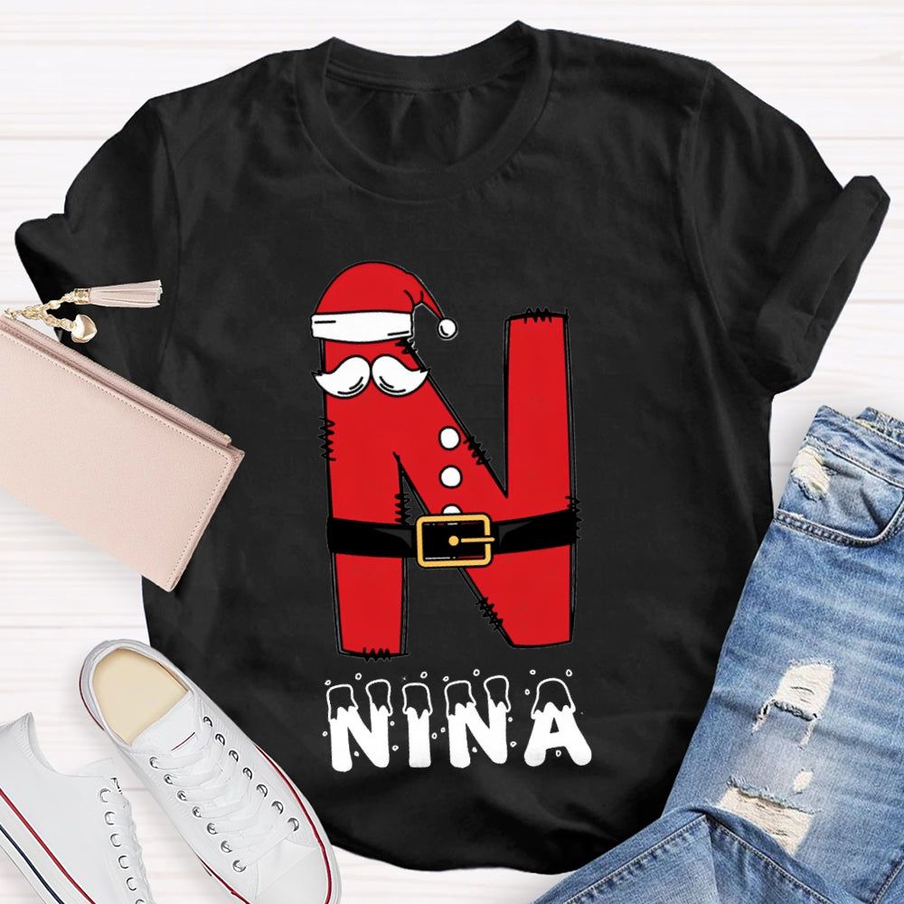 Personalized Name Letters With Santa Hats T-Shirt