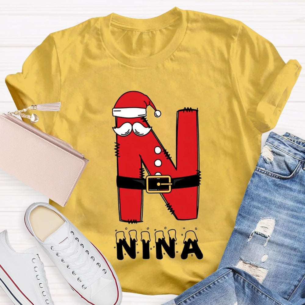 Personalized Name Letters With Santa Hats T-Shirt