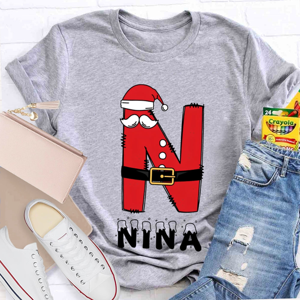 Personalized Name Letters With Santa Hats T-Shirt