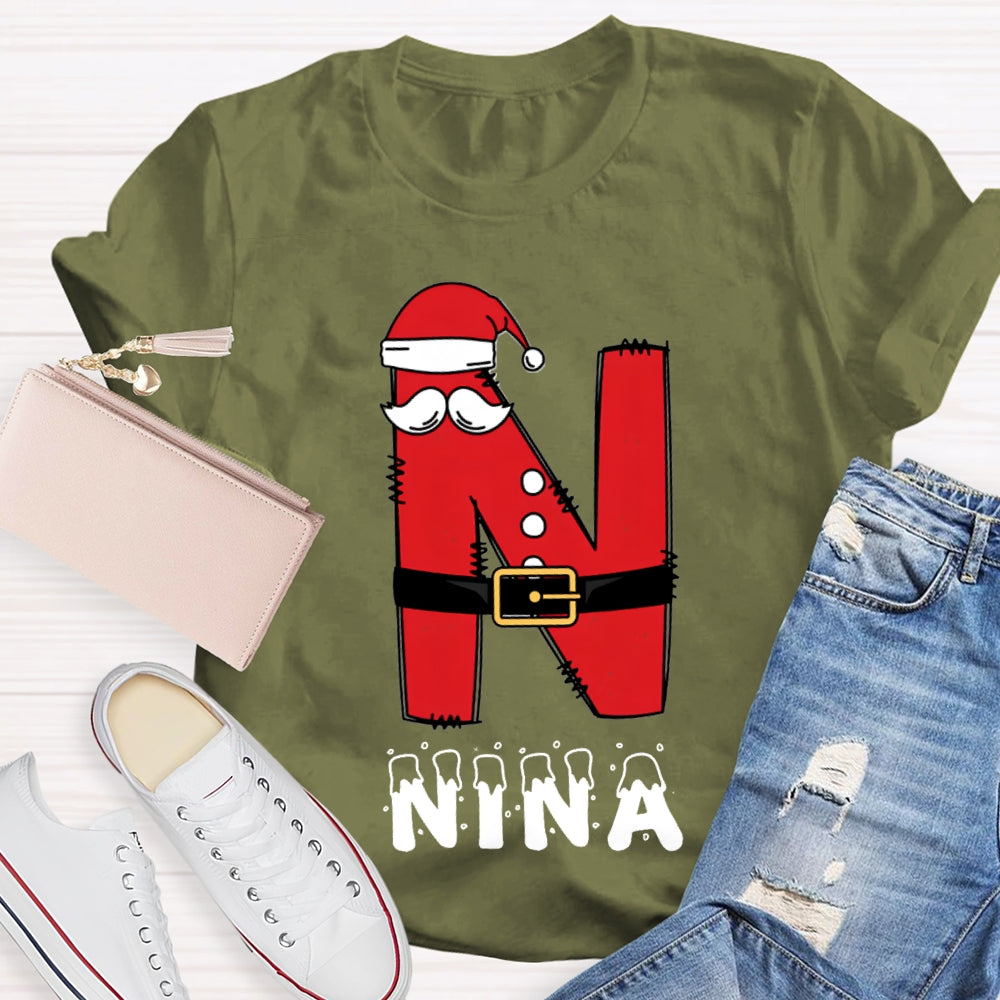 Personalized Name Letters With Santa Hats T-Shirt