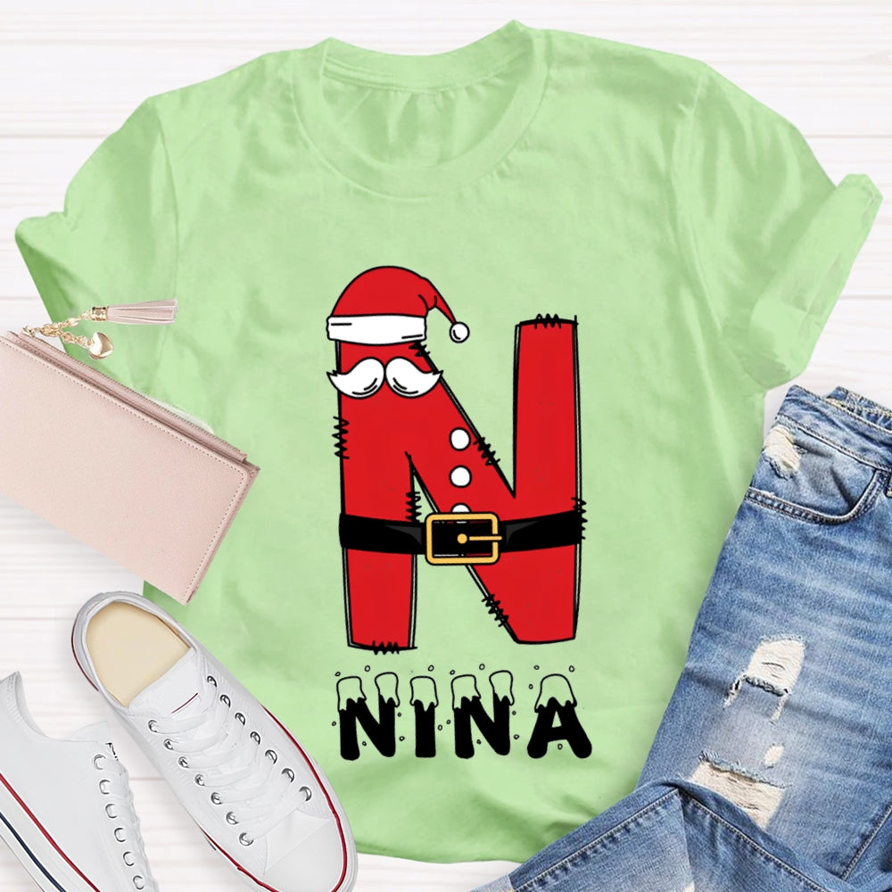 Personalized Name Letters With Santa Hats T-Shirt