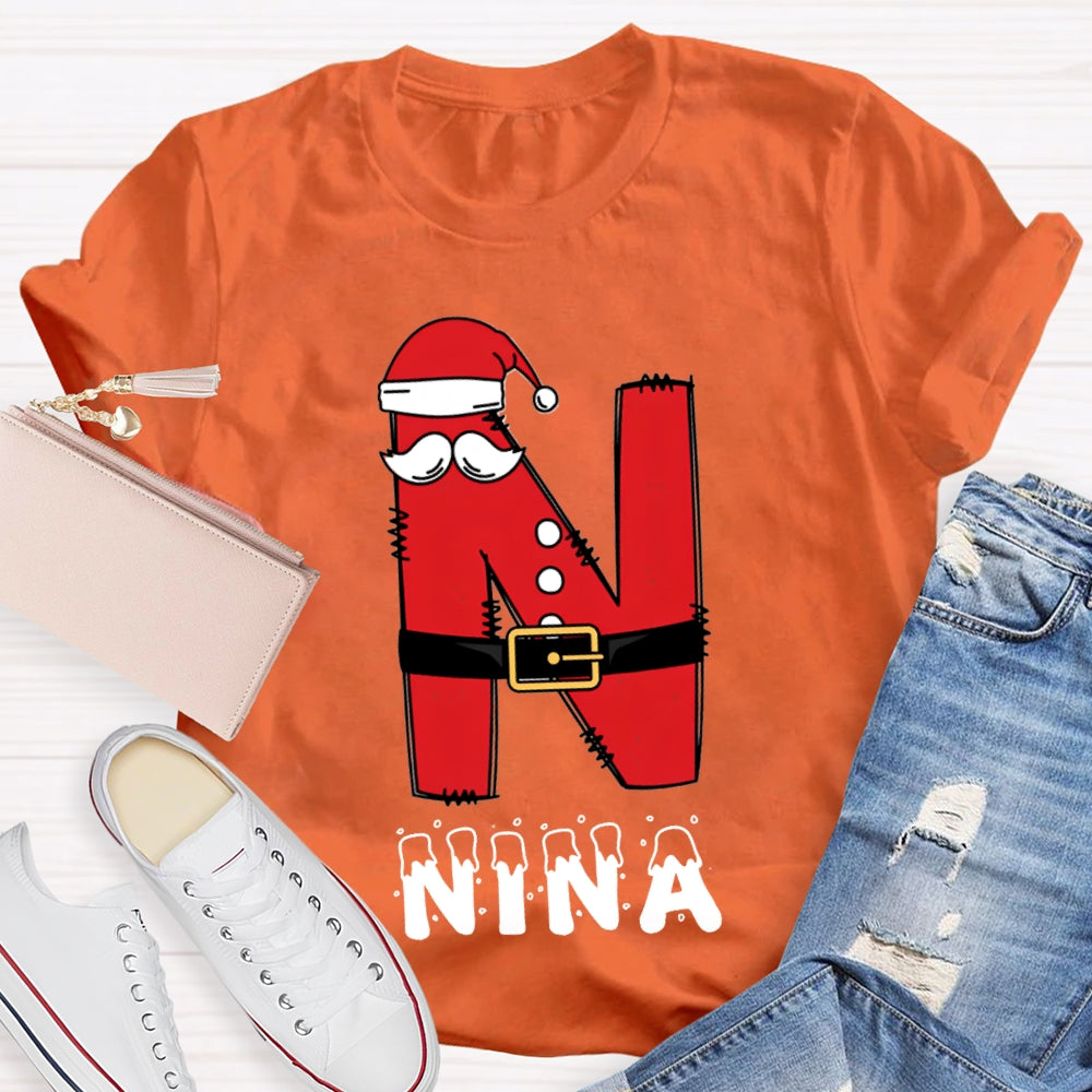 Personalized Name Letters With Santa Hats T-Shirt