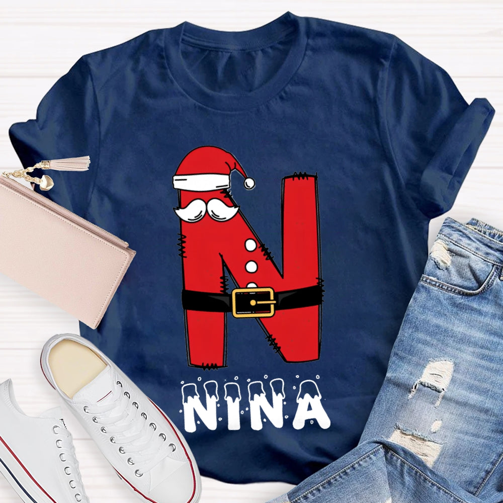 Personalized Name Letters With Santa Hats T-Shirt