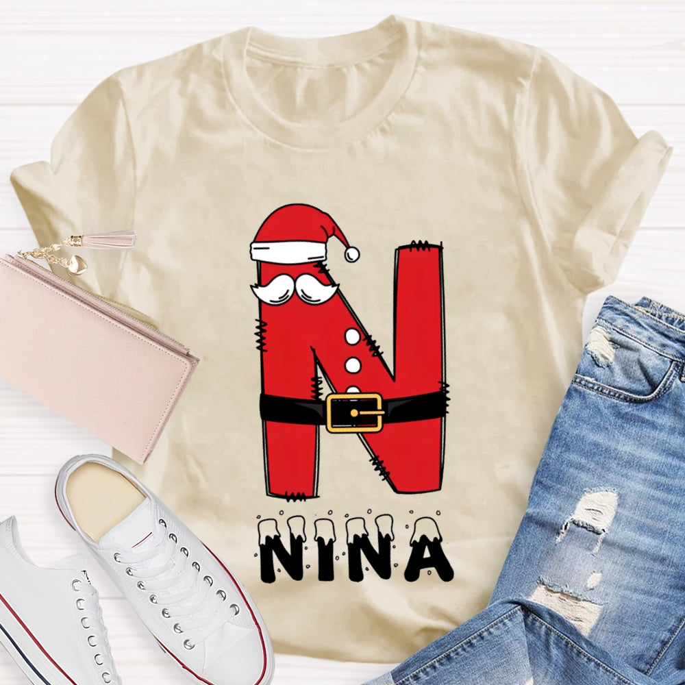 Personalized Name Letters With Santa Hats T-Shirt