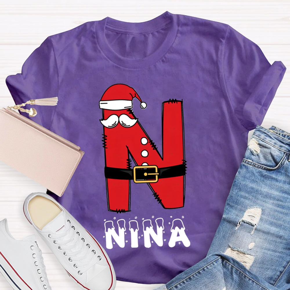 Personalized Name Letters With Santa Hats T-Shirt
